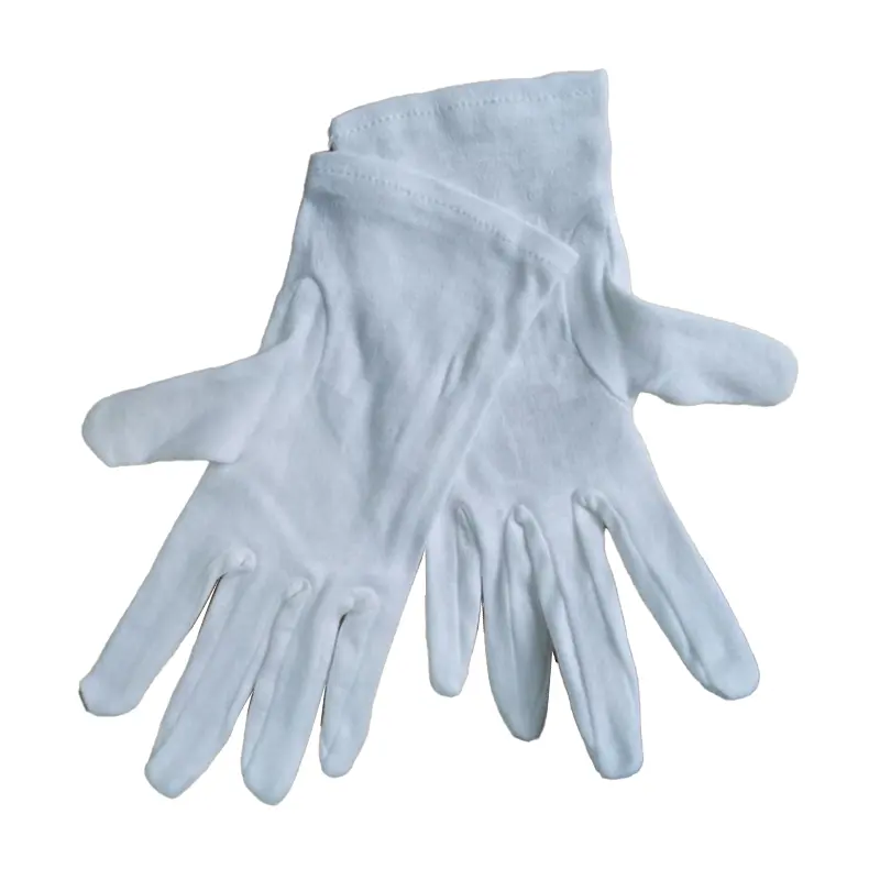 Дышащие удобные тканевые отбеленные белые Межсетевые отдельные защитные хлопковые перчатки для рук с пятью пальцами