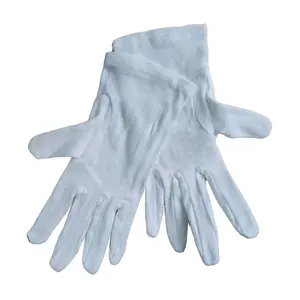 Breathable Comfortable Fabric Bleached White Interlock Separate Five Fingers Protective Cotton Hand Gloves