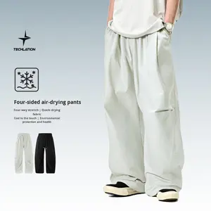 Pantalon décontracté à séchage rapide <span class=keywords><strong>parachutiste</strong></span> en soie glacée extensible dans les quatre sens avec climatisation 2025 printemps/été hommes Cool nouveau pantalon - Product Image 1