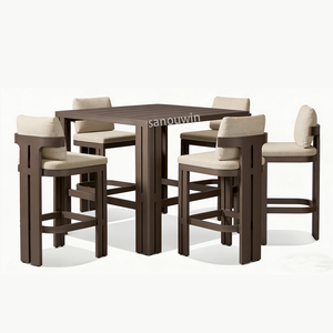 Tavolo da <span class=keywords><strong>Bar</strong></span> <span class=keywords><strong>per</strong></span> <span class=keywords><strong>Esterni</strong></span> in Alluminio Resistente alle Intemperie con Sedie, Stile Leisure <span class=keywords><strong>per</strong></span> Hotel e Casa - Product Image 1
