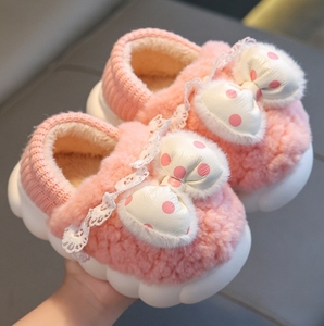 Zapatillas de algodón para niños de todas las edades de invierno, zapatos de felpa mullidos cálidos de princesa para niñas - Product Image 6
