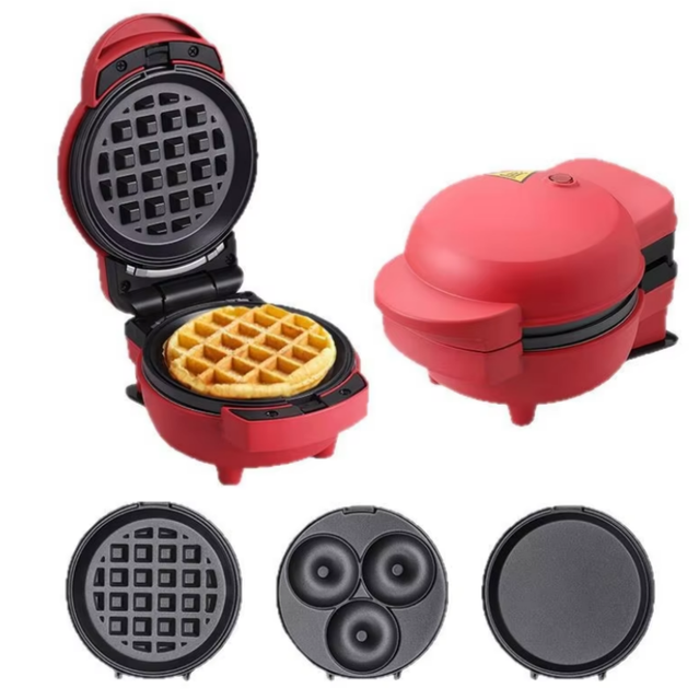 3-in-1 Breakfast Machine Household Waffle Maker Mini Portable Bread Baking Machine Donut Machine Multifunctional Sandwich Maker