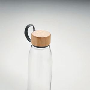 Bouteille d'eau en borosilicate incassable et écologique de 500 ml, bouteille d'eau en verre sport anti-fuite avec un couvercle en bambou et un support en TPU - Product Image 4