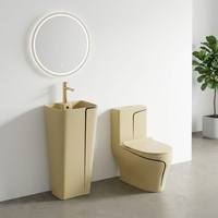 Ensemble WC et lavabo de luxe moderne avec toilettes monobloc, miroir intelligent LED, pour la décoration de la maison et des hôtels