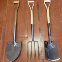 Di alta qualità resistente in acciaio inox lucido di grandi dimensioni forcella da giardino vanga in vero legno manico originale produttore