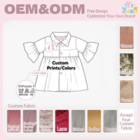 Abrigo de Otoño/Invierno para Niñas Pequeñas, Diseño Floral Personalizado OEM ODM, Cuello de Abrigo, Mangas con Volantes, Botones, Ropa de Boutique