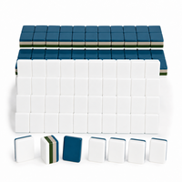 Tuiles de Mahjong Américaines de Luxe, Ensemble de 160 Tuiles Bleu Teal, Mahjong Designer en Acrylique 4 Couches, Thème Pavillon Oriental, pour Vente en Gros B2B