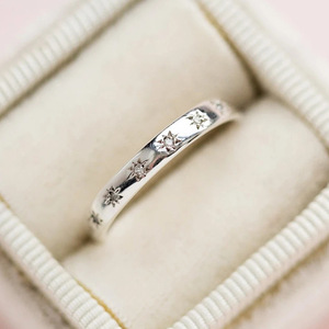 Bagues en diamant F1507 en or massif 18 carats, taille brillant rond, couleur G naturelle, alliance minimaliste unisexe - Product Image 5