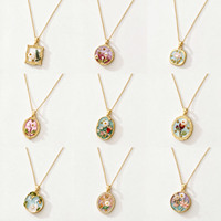 Collier en émail pour femme, chaîne en acier inoxydable, pendentif en cuivre, style floral français Monet, sportif, tendance, polyvalent
