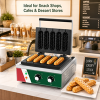 Nouvelle machine commerciale électrique en acier inoxydable à six grilles pour corn-dogs croustillants au fromage, 220V, facile à utiliser