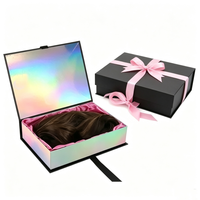 Boîte à perruque à fermeture magnétique personnalisée, emballage de luxe pour extensions de cheveux, boîte cadeau en papier avec impression de logo
