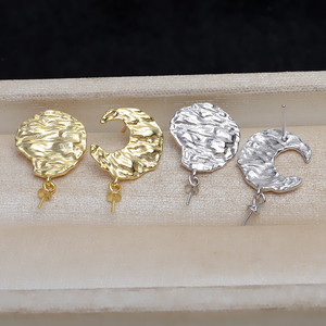 Pendientes de Plata de Ley S925 con Cuentas Barrocas Deformadas de 10-17 mm, Forma de Luna, 4436, Accesorios de Bricolaje, Diseño de Moda - Product Image 1