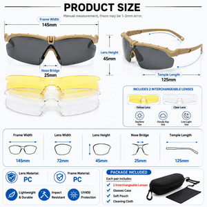 Lunettes de tir tactiques RTS, protection balistique PC, verres verts UV400, pour adultes - Product Image 3