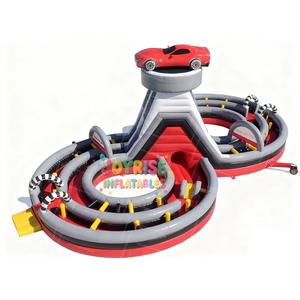 Parcours d'obstacles géant sur le thème des circuits de <span class=keywords><strong>course</strong></span>, parcours de <span class=keywords><strong>course</strong></span> automobile gonflable en PVC pour enfants, toboggan et château gonflable JOYRISE - Product Image 2