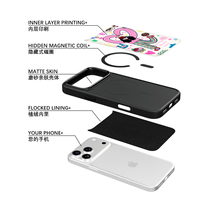 Coque de téléphone AG Feeling Black Edge avec motif Happy Girl doré pour iPhone 17, 17 Pro Max, 16 Pro, 15, 15 Pro Max – Coque magnétique