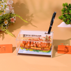 Bloc-notes 3D avec calendrier, décoration de bureau en forme de grotte Hongya, boîte <span class=keywords><strong>à</strong></span> lumière LED, bloc-notes, porte-stylo, papeterie, souvenir de voyage, cadeau - Product Image 3