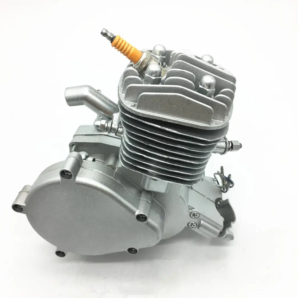 Motores de moto 50CC Kit de motor prateado para modificação de bicicleta, cabeça de motor completa