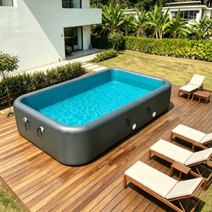 Piscine gonflable géante carrée personnalisée avec <span class=keywords><strong>toboggan</strong></span>, pour la famille, à utiliser en extérieur, piscina, piscine, <span class=keywords><strong>toboggan</strong></span>, verano - Product Image 2