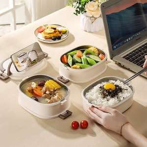 Microwave Safe Multi Compartment Insulated <b>Lunch</b> <b>Box</b> 304 Stainless Steel Rectangle Adult Use - Product Image 1