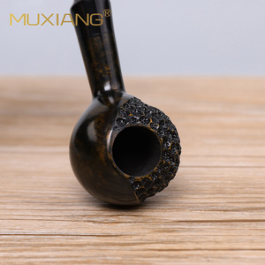 Muxiang Tobacco Pipe Bent Type Dark Wood 3mm Filter Smoking Accessory - Product Image 2