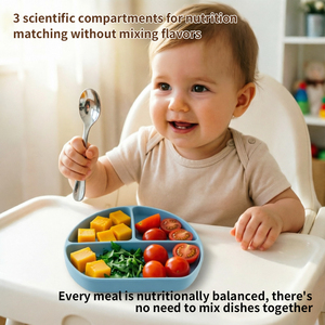 Assiette Bébé Premium à 3 Compartiments en Silicone avec Ventouse, Compatible Micro-ondes, Prix <span class=keywords><strong>de</strong></span> Gros Usine - Product Image 3