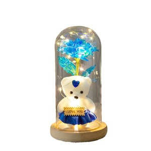 Regalo del Día DE LA MADRE cubierta de cúpula de cristal flor Rosa Luz Led oso galaxia hoja de oro flor creativa regalo del Día de San <span class=keywords><strong>Valentín</strong></span> - Product Image 5