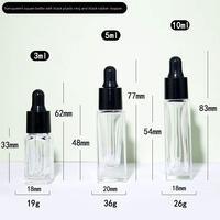 Flacon compte-gouttes carré givré en verre transparent de 3ml, 5ml, 10ml pour échantillons de sérum et d'huiles essentielles, avec collier en plastique, sans diffuseur à bâtonnets