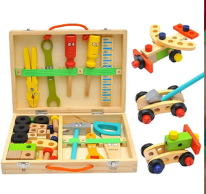 Juego de Herramientas de Juguete de Madera para Niños, Caja de Regalo con Herramientas de Dibujos Animados - Product Image 1