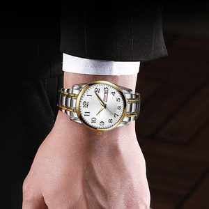 Reloj de hombre con calendario doble, manecillas luminosas, números grandes, cuarzo resistente al agua, estilo empresarial minimalista. - Product Image 3