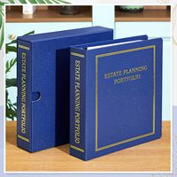Carpeta de Anillas de Cuero Sintético PVC PU Azul Marino Tamaño A4 para Documentos, Organizador de Vida, Libro de Fallecidos, Planificador de Heredades