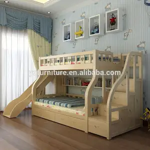 현대 가정 단단한 나무 이층 아이들 여기저기 다채로운 침대