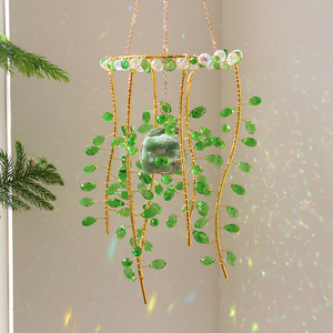 Piedra Natural cristal verde Rama de sauce decoración colgante aéreo colorido Sun Catcher colgante para dormitorio jardín Navidad - Product Image 2