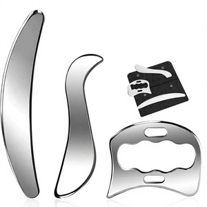 Set de Gua Sha de Acero Inoxidable con Bolsa de Almacenamiento <span class=keywords><strong>para</strong></span> Drenaje Linfático de Cicatrices y Masaje Anticelulítico - Herramienta de Masaje Corporal Completo - Product Image 1