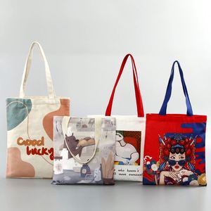 Sacs de plage surdimensionnés en toile de coton, sacs artistiques tendance, faits main, avec logo personnalisé imprimé, poche, fermeture éclair, poignée non tissée, soie - Product Image 1
