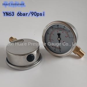 Huae Fábrica Direta YN63 Radial Aço Inoxidável Resistente ao Choque Manômetro 6bar 90psi <span class=keywords><strong>2</strong></span> Dentes <span class=keywords><strong>1</strong></span> Metro Usos Múltiplos <span class=keywords><strong>1</strong></span> ano - Product Image 4