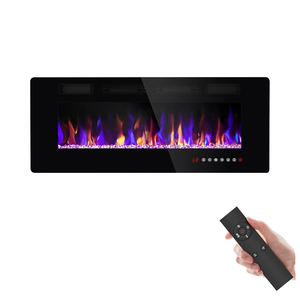 Meuble TV Moderne avec <span class=keywords><strong>Cheminée</strong></span> Électrique Intégrée, Chauffage et Effet Flamme Holographique 3D, <span class=keywords><strong>Double</strong></span> <span class=keywords><strong>Face</strong></span>, Fixation Murale, Métal, pour Maison - Product Image 1