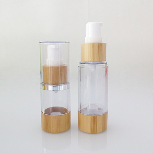 clear AS 20ml 30ml bamboo lid face serum bottle plastic airless pump