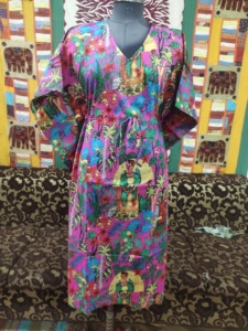 Algodón puro cuello en V longitud completa Kaftan suave transpirable Rosa impreso ropa de dormir de las mujeres verano invierno festivales cómodo - Product Image 6