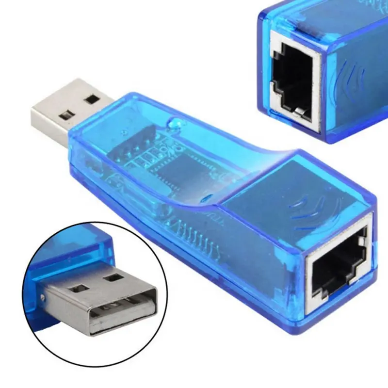 การ์ดเครือข่ายอีเธอร์เน็ต 10M 100M USB2.0 USB 2.0 ภายนอก 10/100M RJ45 อีเธอร์เน็ต LAN การ์ดเครือข่ายอะแดปเตอร์สีฟ้า