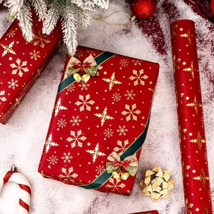 Red Christmas Wrapping Paper Roll 17in x 32.8ft Gold Foil Snowflakes Gift <b>Wrap</b> for Holiday Crafting - Product Image 2