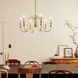 6 Lumière 29 ''Moderne De Luxe En Laiton Bougie Lustre OEM Grand Large Contemporain Art Déco Salon Salle À Manger Ambiemt Suspension - Product Image 1