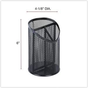 UNV20019 Universel 4.13 pouces Diamètre X 6 pouces Porte-crayons en métal noir à 3 compartiments, en maille, en plastique - Product Image 6