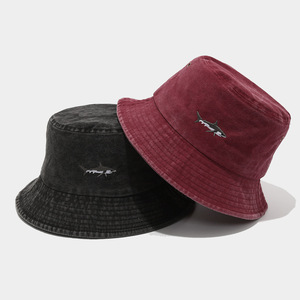 Chapeau de <span class=keywords><strong>pêcheur</strong></span> vintage délavé avec logo brodé et motif requin, 1 pièce, décontracté, pour hommes et femmes - Product Image 3