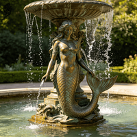 Statue de fontaine sirène en bronze sur mesure de grande taille, sculpture aquatique pour la décoration de villas et de terres de famille