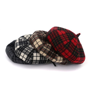 X1074 adulte mode tricoté laine béret chapeaux nouveauté dame laine chapeaux femme Plaid rétro <span class=keywords><strong>peintre</strong></span> tricoté laine casquettes - Product Image 2