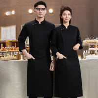 Nouvelle conception de haute qualité certifiée CE, veste de chef à manches longues en bleu marine à impression numérique anti-salissure, uniforme de chef OEM