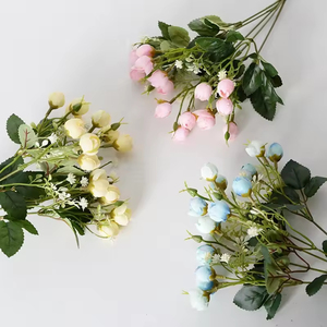 Vente en gros 15 têtes faites à la main en soie artificielle Rose Bouquet Nouvel An Noël mariage maison Table décoration <span class=keywords><strong>faux</strong></span> bourgeons de fleurs pour - Product Image 6