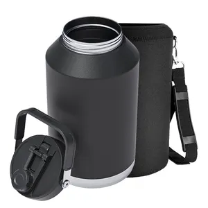 4 <strong>Litre</strong> Bpa Free Large Capacity Wide Mouth 128 oz <strong>1</strong> Gallon <strong>Stainless</strong> <strong>Steel</strong> Insulated <strong>Water</strong> <strong>Bottle</strong> With Straw and Sleeve - Product Image 1