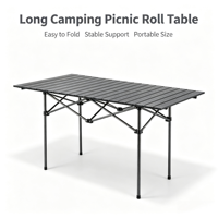 Tragbarer Extra Langer Klappbarer Metall-Eierrolltisch für Outdoor-Camping, Picknick, Familie & Kommerziellen Nachtmarktgebrauch