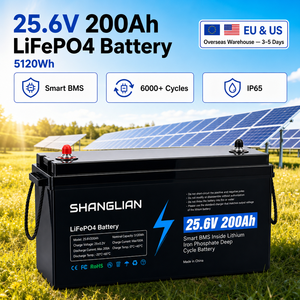 แบตเตอรี่ LiFePO4 25.6V 200Ah พร้อมระบบสื่อสาร CAN RS232 RS485 6000 รอบการใช้งาน IP65 บลูทูธ โลโก้ ความจุตามสั่ง - Product Image 1